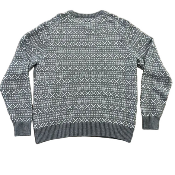 Men's Winter Sweater Deer Forest Landscape XL Xmas Holiday Festive Grey - Picture 2 of 9
